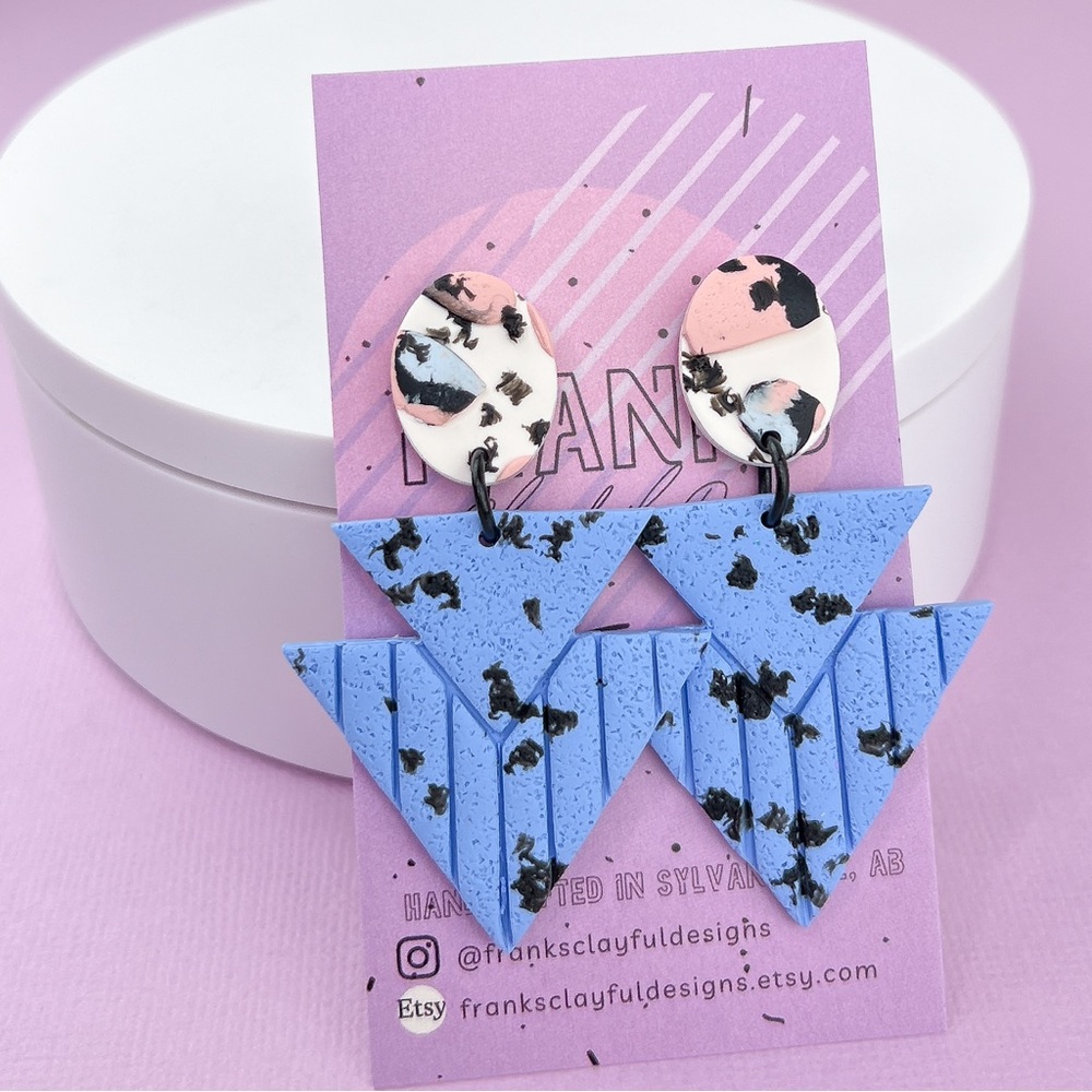 Spotted Abstract Design Handmade Polymer Clay Earrings Lightweight Funky…